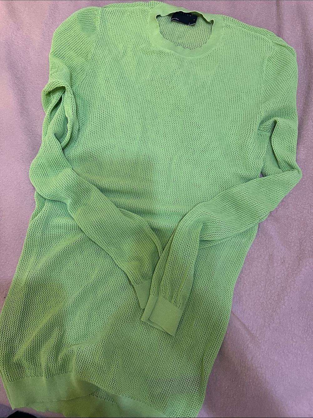 NWOT ASOS Bright Green Mesh Long Sleeve Knit tee shirt.